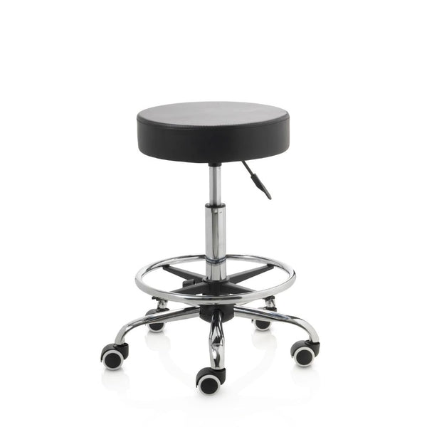 ZenGrowth Tabouret Zwart met voetring en chromen frame