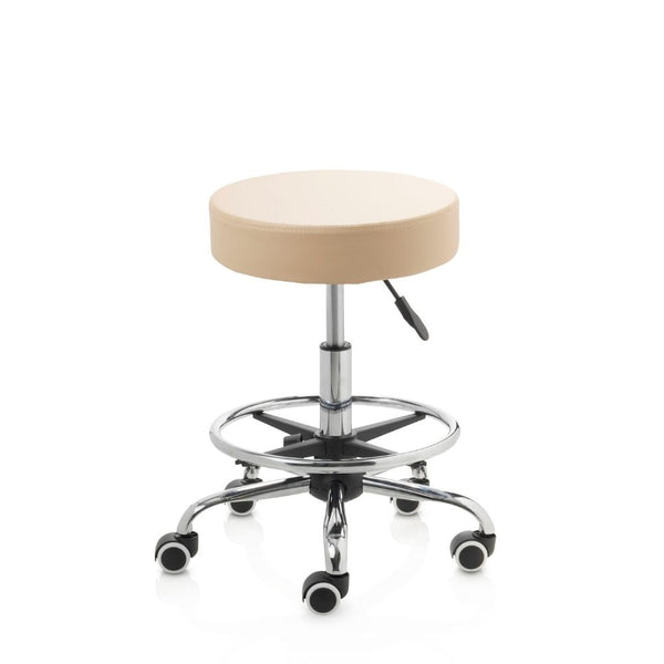 ZenGrowth Tabouret Beige met voetring en chroom frame