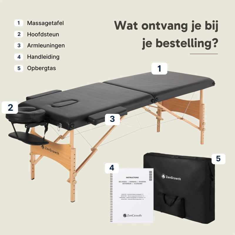 ZENGROWTH Massagetafel Economy Flat Zwart