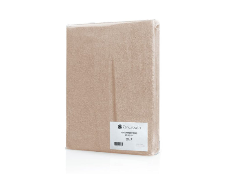 Terry Cloth Fitted Sheet for Massage Table, Light Brown with Face Hole