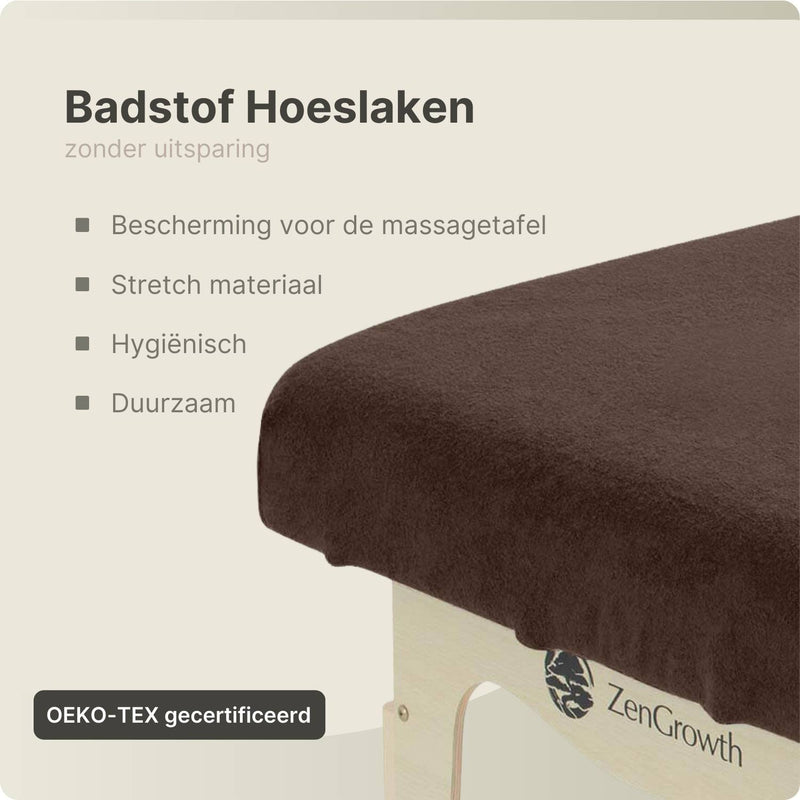 Badstof Hoeslaken Massagetafel Chocoladebruin zonder Uitsparing