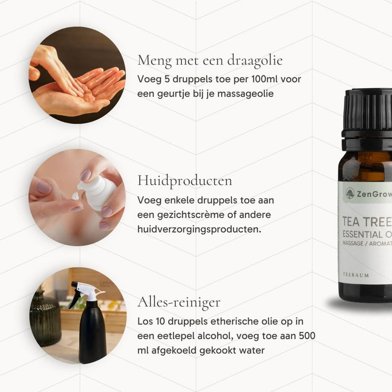 ZENGROWTH Biologische Etherische Olie Tea Tree Display inclusief 12 flesjes