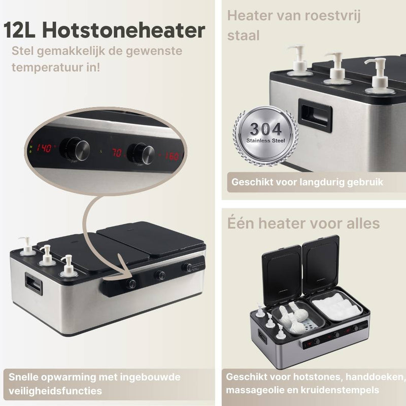 4 in 1 Hotstoneheater 12 Liter met Oliewarmer