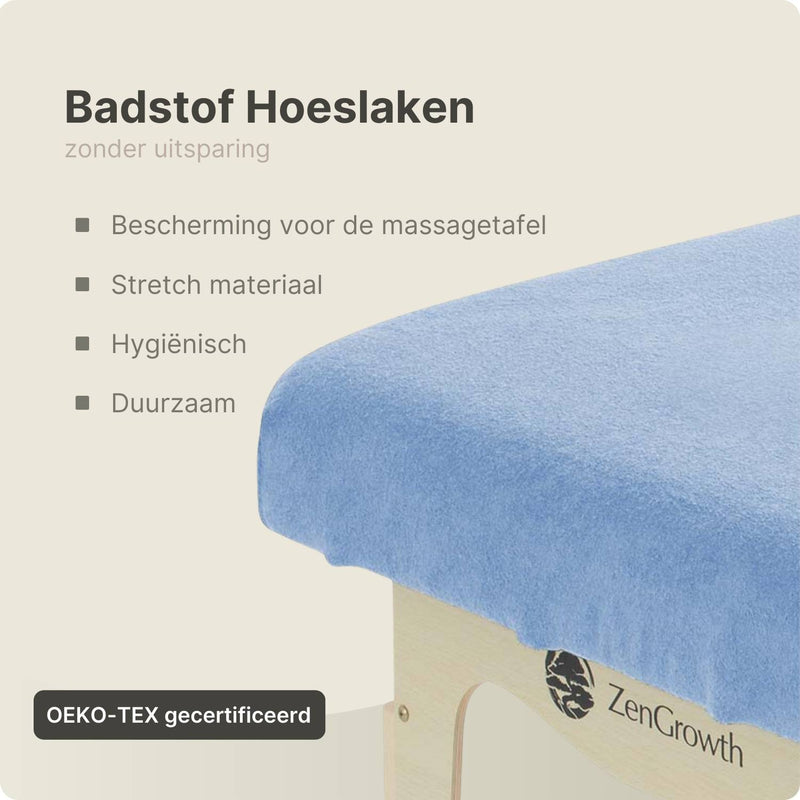 Badstof Hoeslaken Massagetafel Lichtblauw zonder Uitsparing