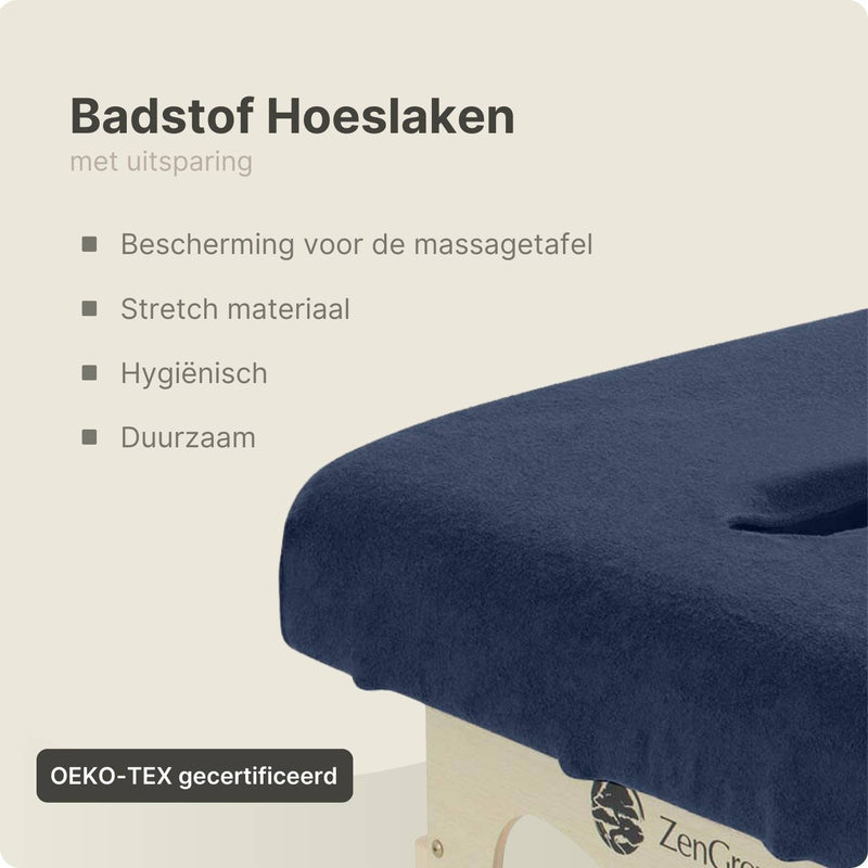 Badstof Hoeslaken Massagetafel Marineblauw met Uitsparing ZENGROWTH