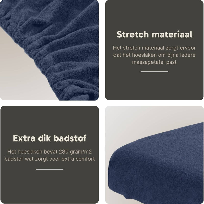 Badstof Hoeslaken Massagetafel Marineblauw zonder Uitsparing