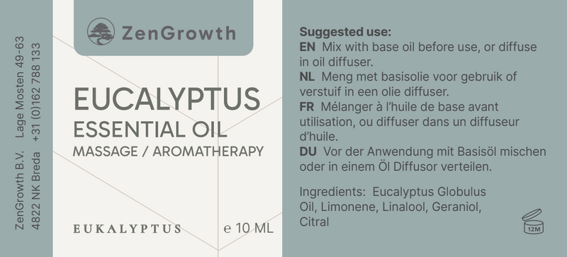 ZENGROWTH Biologische Etherische Olie Eucalyptus Display inclusief 12 flesjes