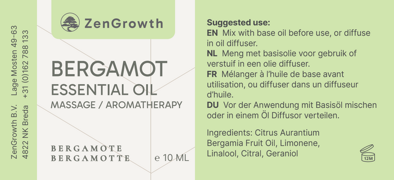 ZENGROWTH Biologische Etherische Olie Bergamot 10ml