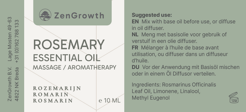 ZENGROWTH Biologische Etherische Olie Rozemarijn 10ml