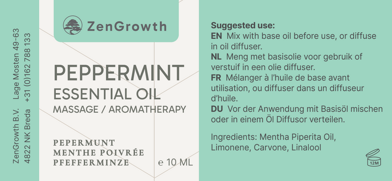 ZENGROWTH Biologische Etherische Olie Pepermunt 10ml