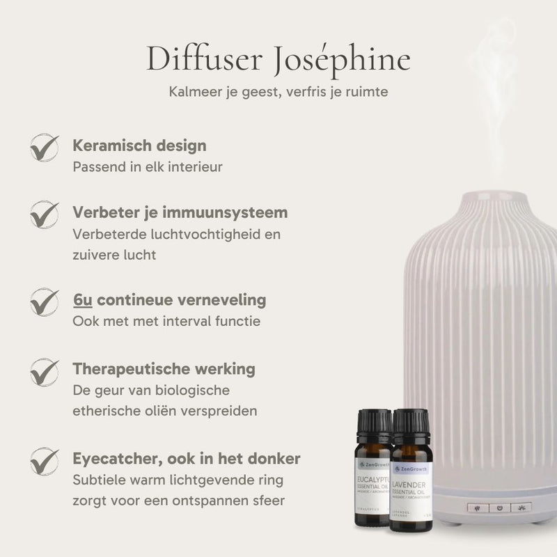 Relax set - Josephine diffuser + 2x 10ml Etherische olie