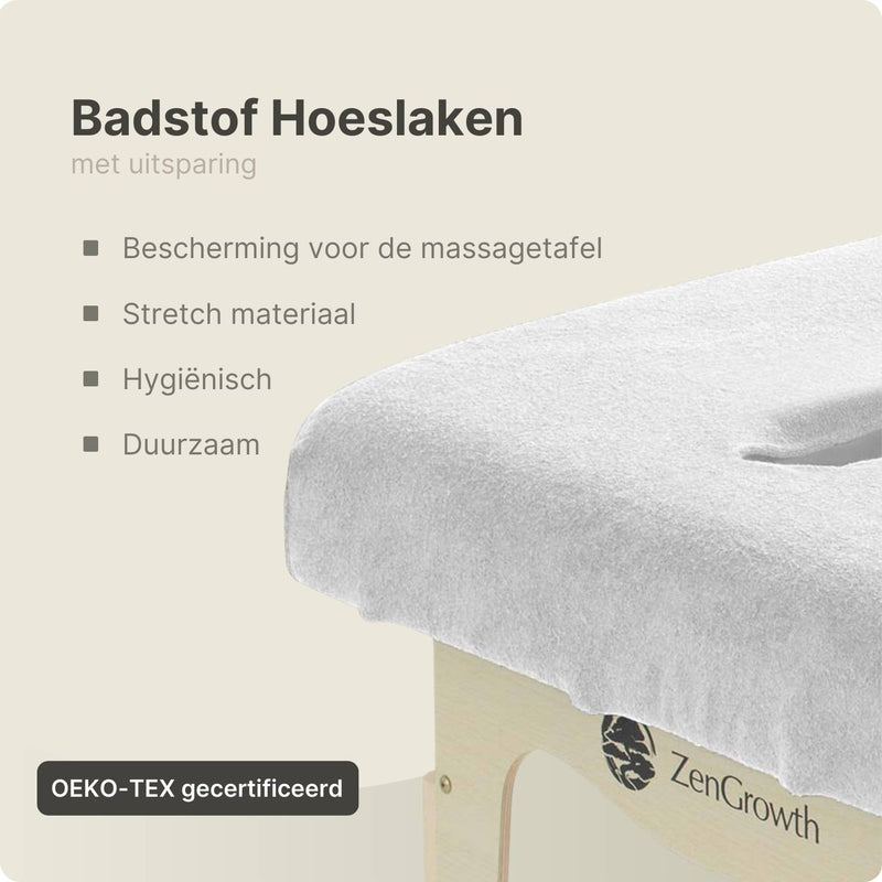 Badstof Hoeslaken Massagetafel Wit met Uitsparing